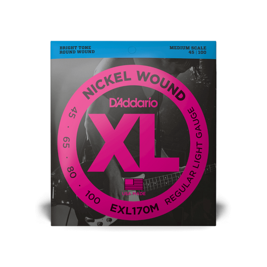 D'Addario D'Addario XL Nickel Wound Bass String Set Medium Scale - 4-String 45-100 Light EXL170M