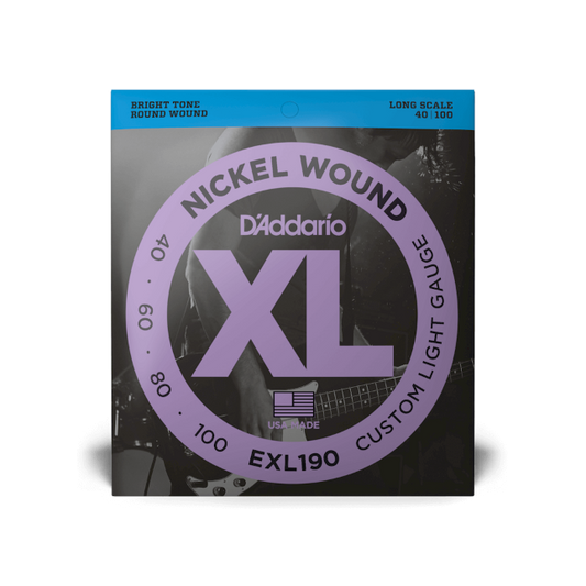 D'Addario D'Addario XL Nickel Wound Bass String Set Long Scale - 4-String 40-100 Custom Light EXL190