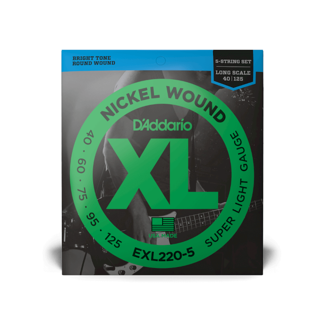 D'Addario D'Addario XL Nickel Wound Bass String Set Long Scale - 5-String 40-125 Super Light EXL220-5