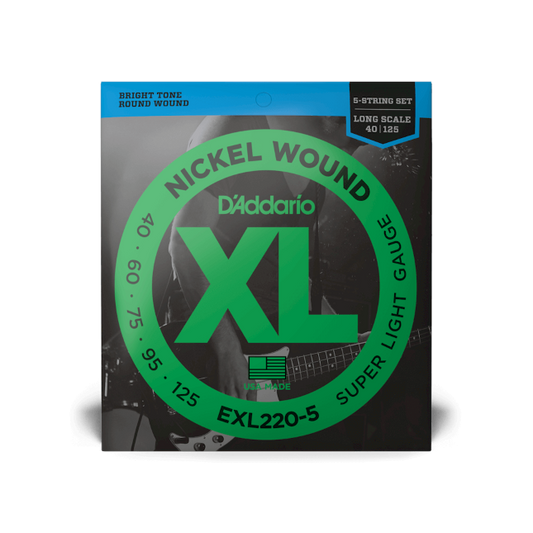 D'Addario D'Addario XL Nickel Wound Bass String Set Long Scale - 5-String 40-125 Super Light EXL220-5