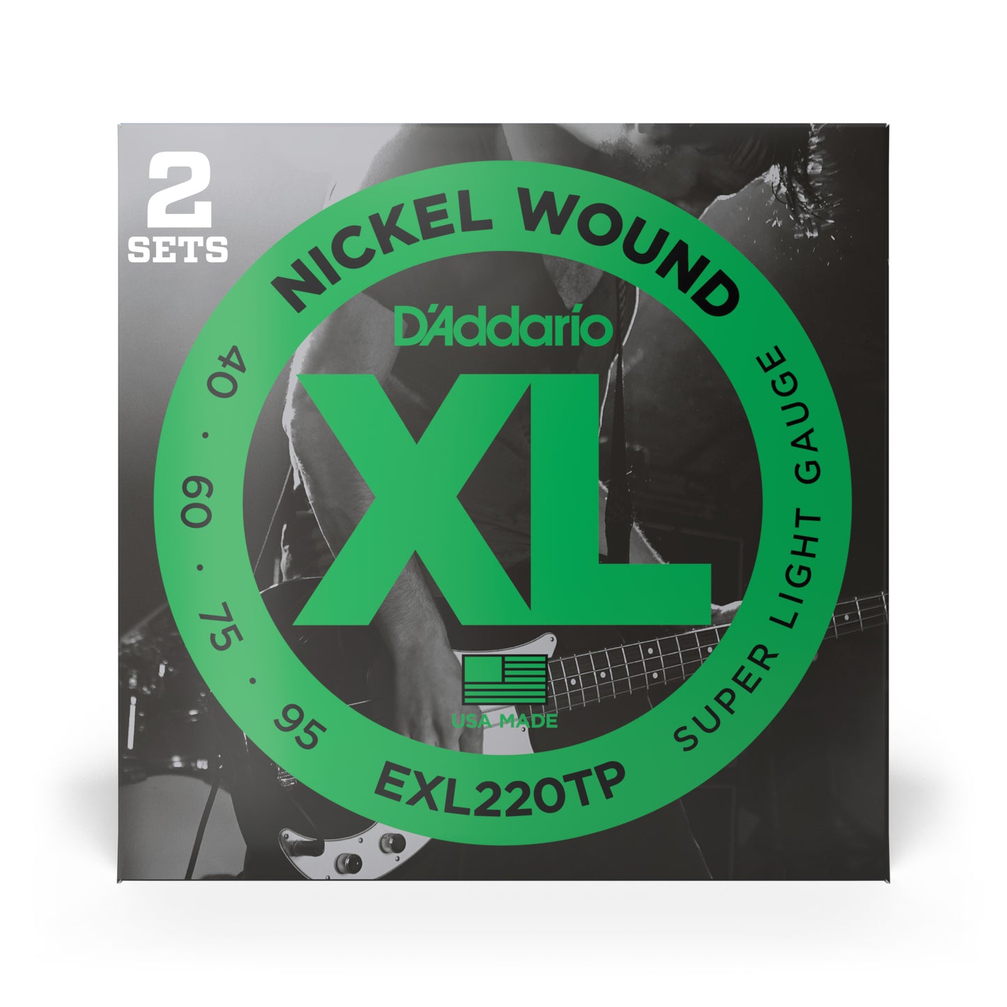 D'Addario D'Addario XL Nickel Wound Bass String Set Long Scale - 2-Pack 4-String 40-095 Super Light EXL220TP