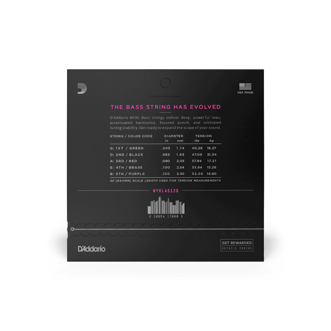 D'Addario D'Addario NYXL Nickel Wound Bass String Set Long Scale - 5-String 45-130 NYXL45130