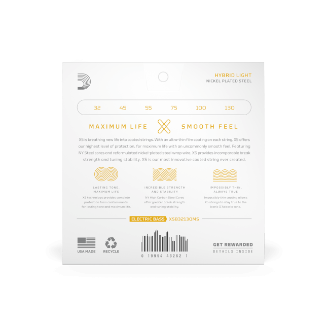 D'Addario D'Addario XS Coated Nickel Wound Bass String Set Multi Scale - 6-String 32-130 XSB32130MS