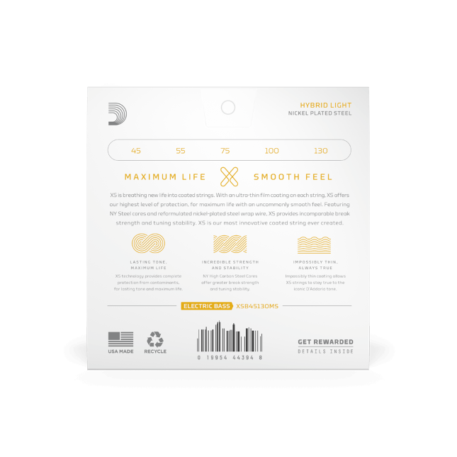 D'Addario D'Addario XS Coated Nickel Wound Bass String Set Multi Scale - 5-String 45-130 XSB45130MS