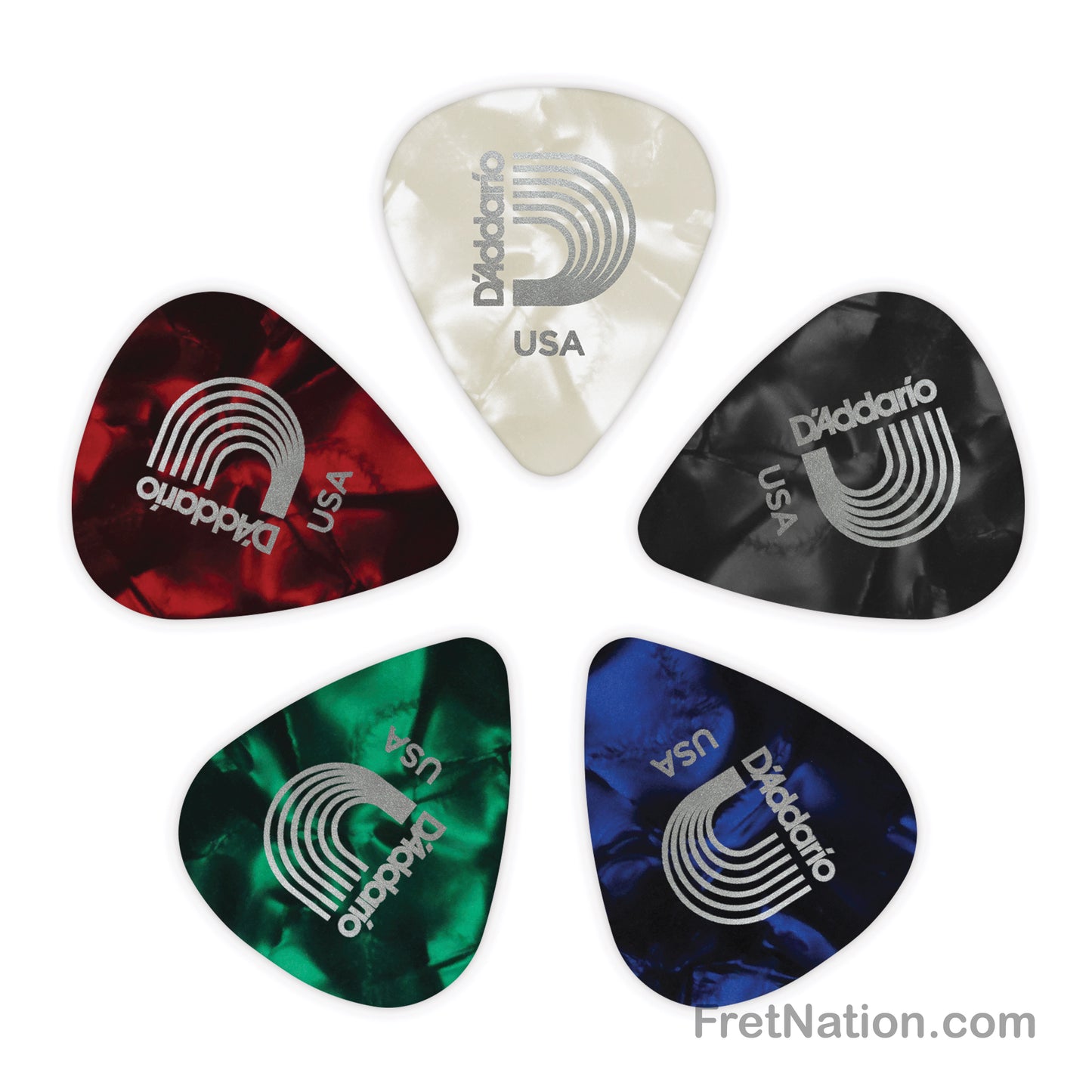 D'Addario D'Addario Assorted Pearl Celluloid Guitar Picks, 10 pack, Light - 1CAP2-10