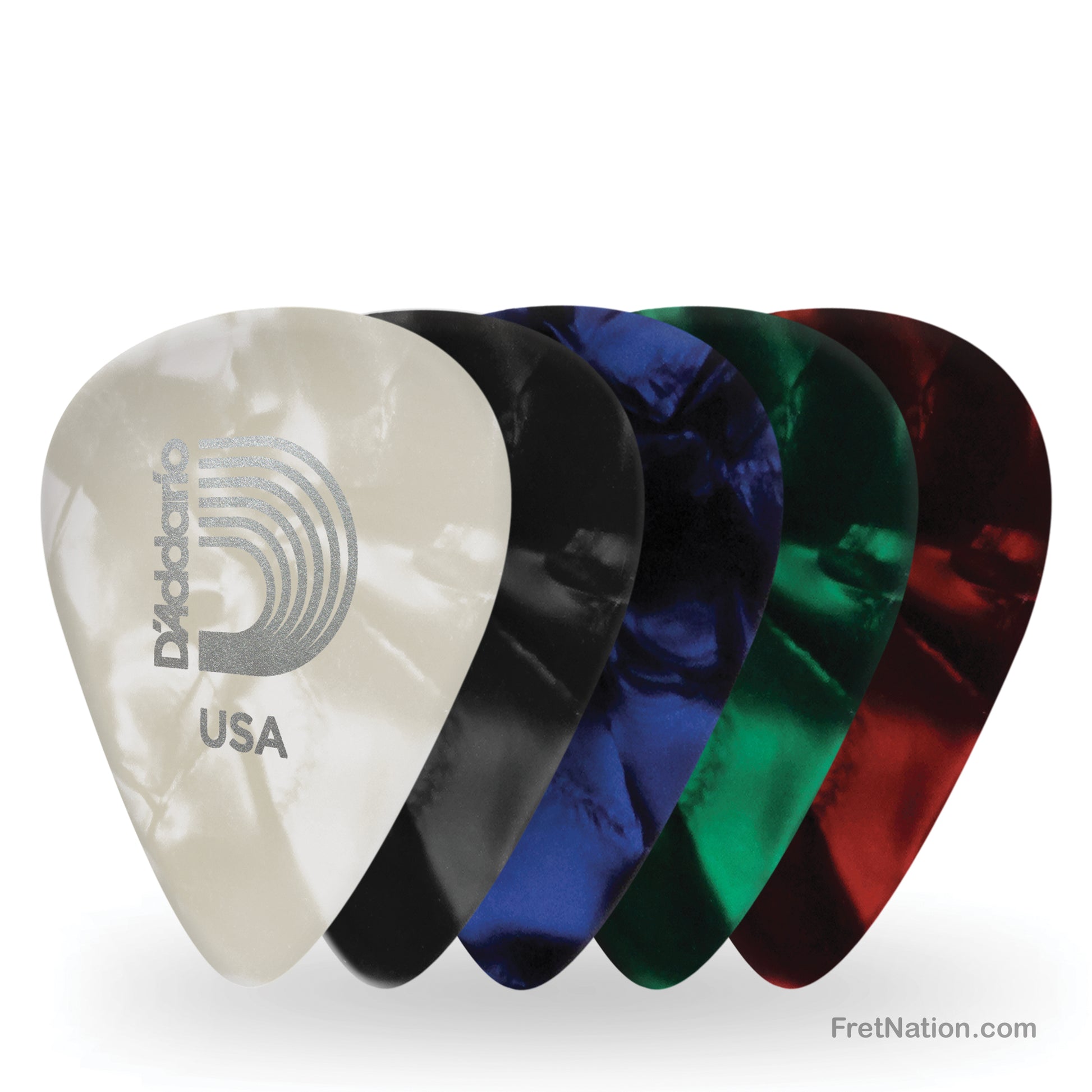 D'Addario D'Addario Assorted Pearl Celluloid Guitar Picks, 10 pack, Medium - 1CAP4-10