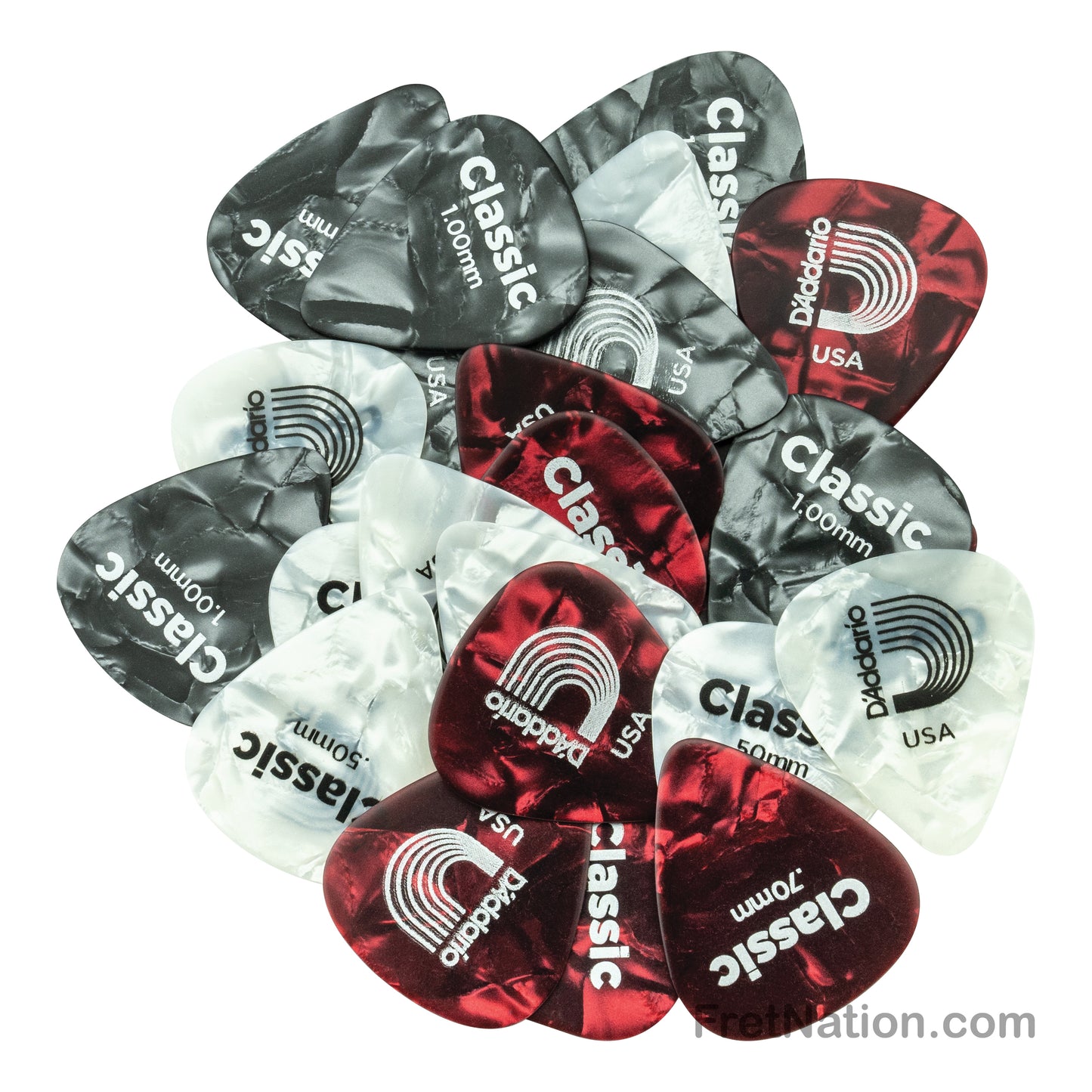 D'Addario D'Addario Classic Pearl Celluloid Gauge Assortment, 25 Pack - 1CAPX-25