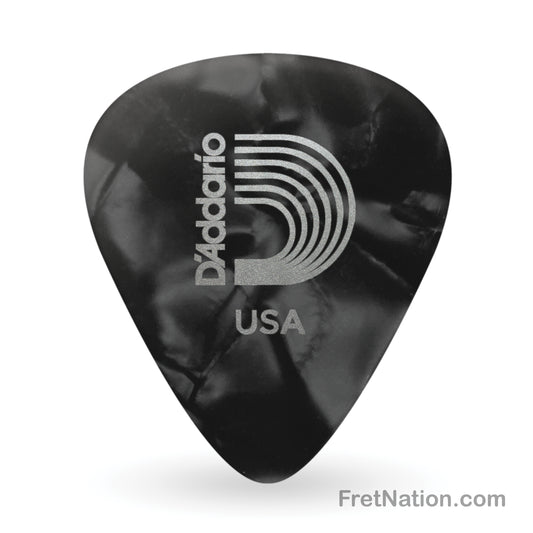 D'Addario D'Addario Classic Black Pearl Celluloid Guitar Picks, 100 pack, Light - 1CBKP2-100