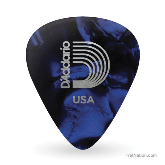 D'Addario D'Addario Classic Blue Pearl Celluloid Guitar Picks, 25 pack, Heavy - 1CBUP6-25
