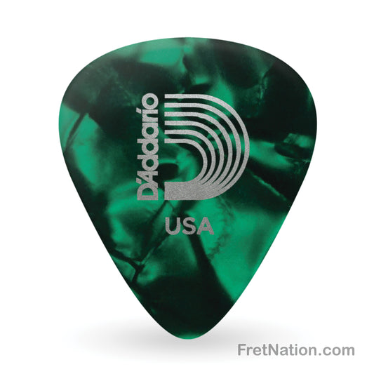 D'Addario D'Addario Classic Green Pearl Celluloid Guitar Picks, 25 pack, Light - 1CGP2-25