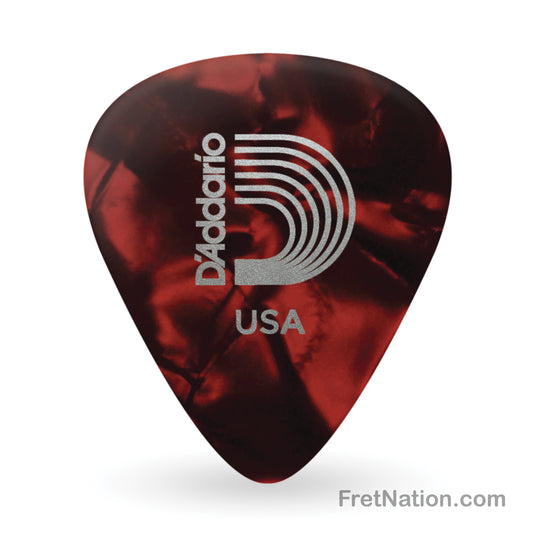 D'Addario D'Addario Classic Red Pearl Celluloid Guitar Picks, 10 pack, Light - 1CRP2-10