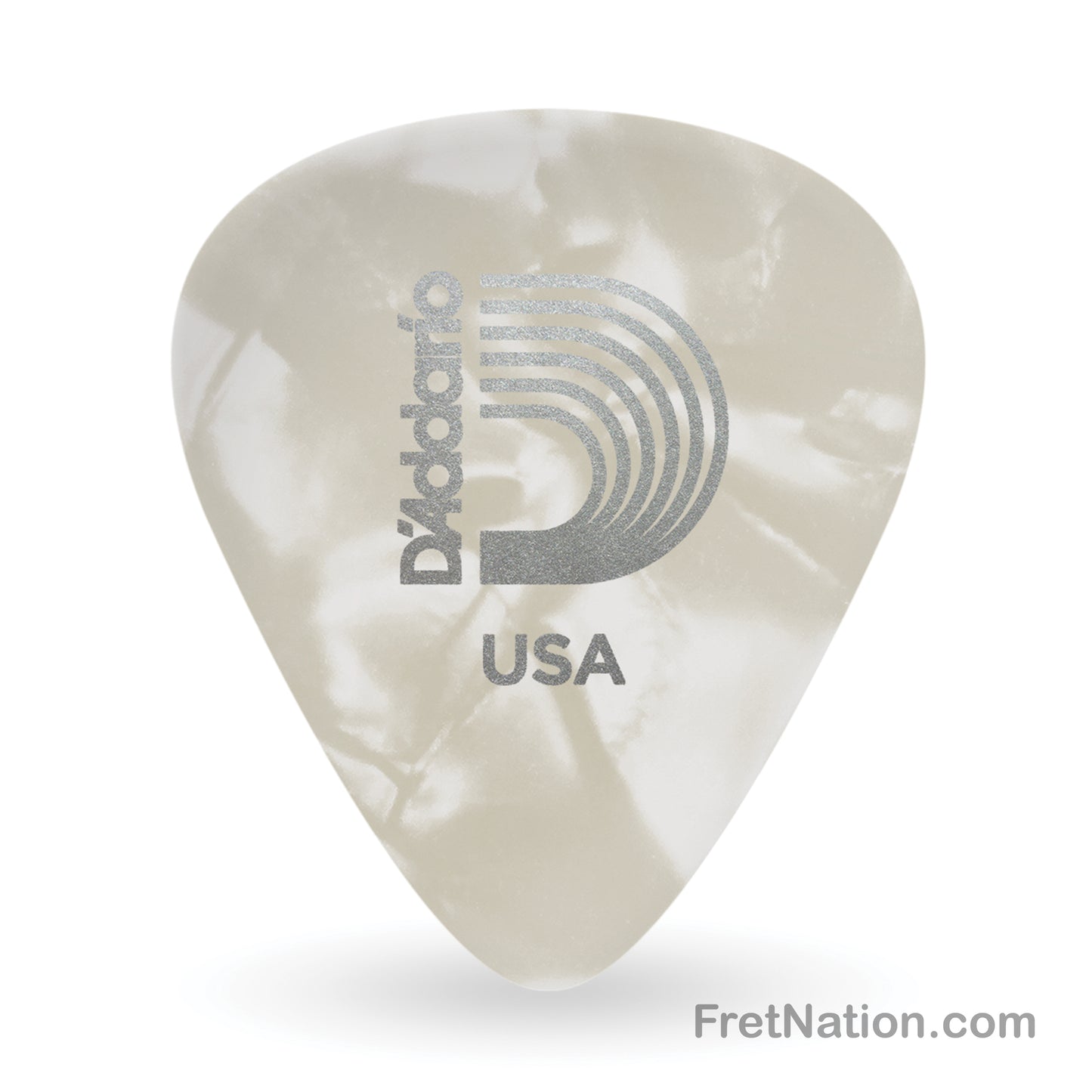 D'Addario D'Addario Classic White Pearl Celluloid Guitar Picks, 100 pack, Extra Heavy - 1CWP7-100