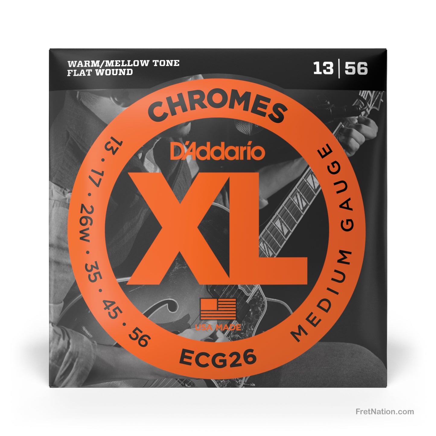 D'Addario D'Addario XL Chromes Flatwound Electric Guitar String Set - 6-String 16-56 Medium ECG26