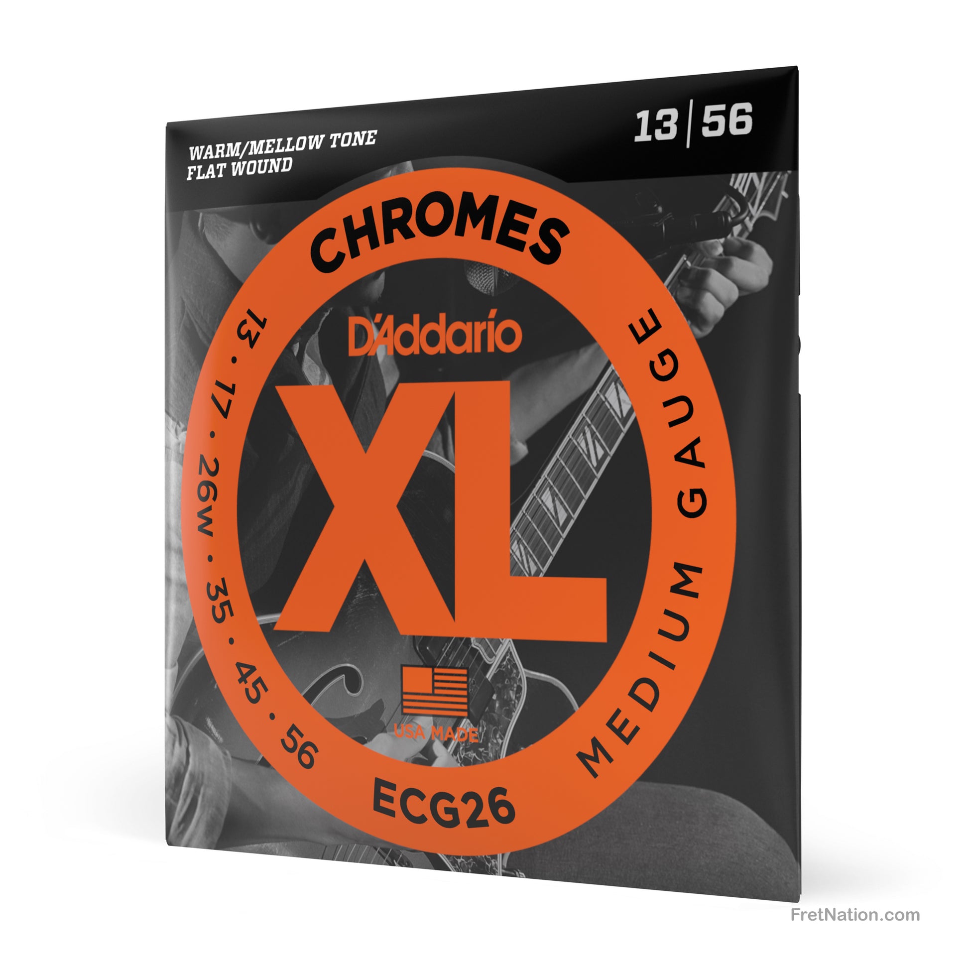 D'Addario D'Addario XL Chromes Flatwound Electric Guitar String Set - 6-String 16-56 Medium ECG26