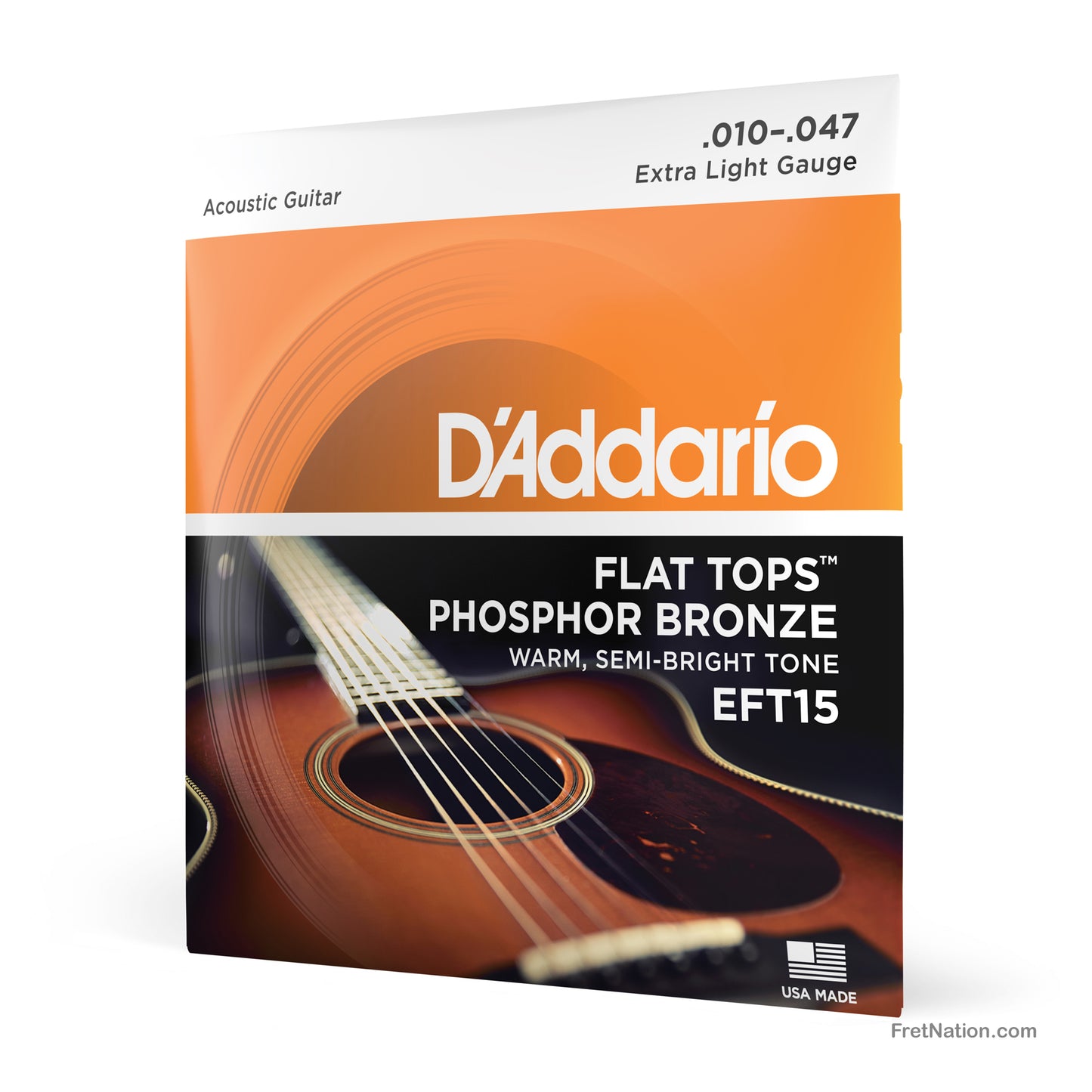 D'Addario D'Addario Flat Tops Phosphor Bronze Acoustic Guitar Strings - 6-String 10-47 Extra Light EFT15