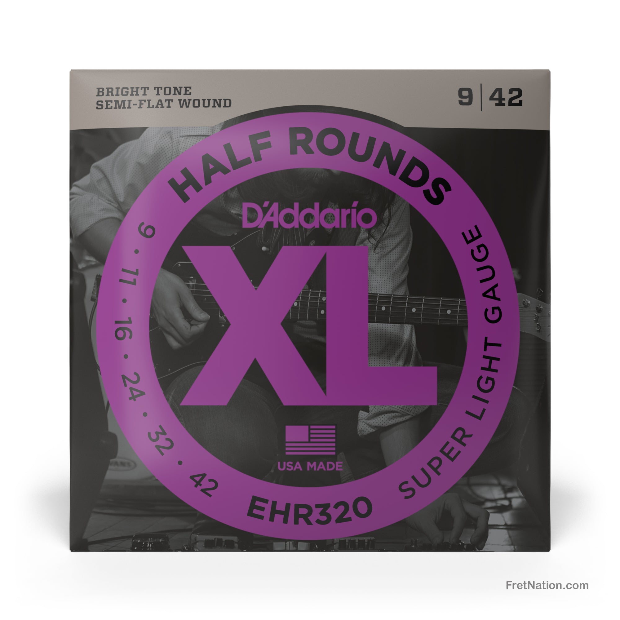 D'Addario XL Half Rounds Stainless Guitar String Set - 6-String 09-42 ...