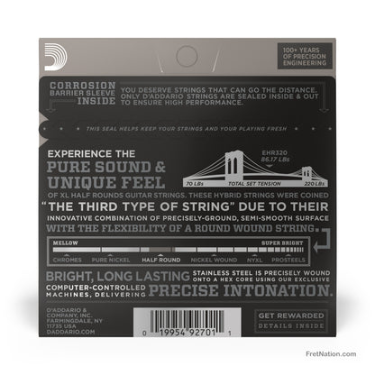 D'Addario D'Addario XL Half Rounds Stainless Guitar String Set - 6-String 09-42 Super Light EHR320