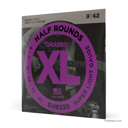 D'Addario D'Addario XL Half Rounds Stainless Guitar String Set - 6-String 09-42 Super Light EHR320
