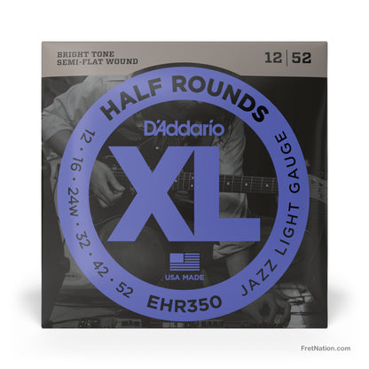 D'Addario D'Addario XL Half Rounds Stainless Guitar String Set - 6-String 12-52 Jazz Light EHR350