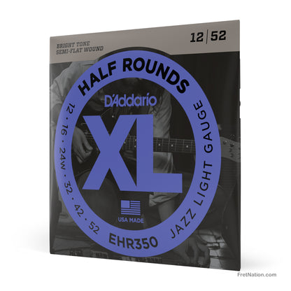 D'Addario D'Addario XL Half Rounds Stainless Guitar String Set - 6-String 12-52 Jazz Light EHR350