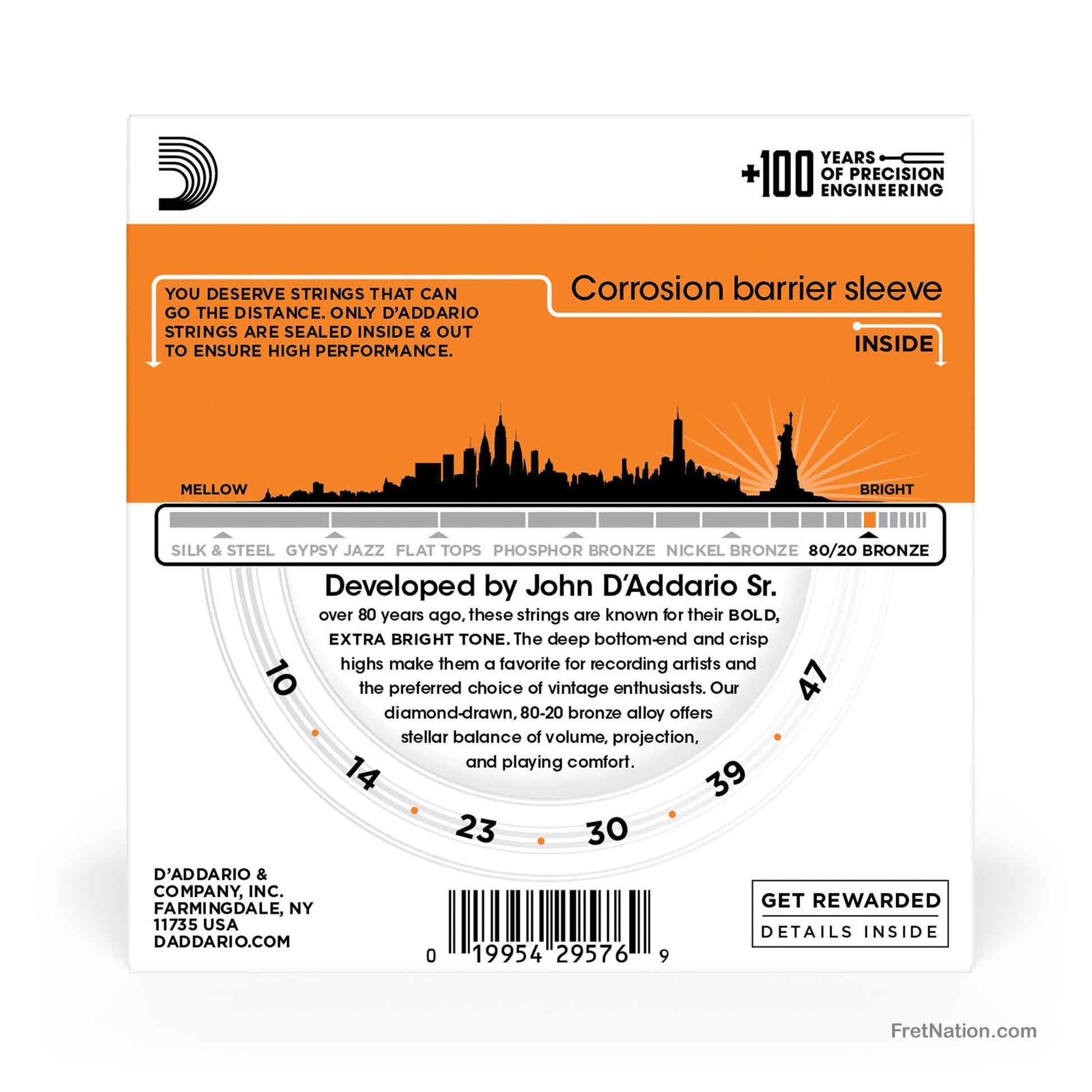 D'Addario D'Addario 80/20 Bronze Acoustic Guitar 3-Pack - 6-String 10-47 Extra Light EJ10-3D