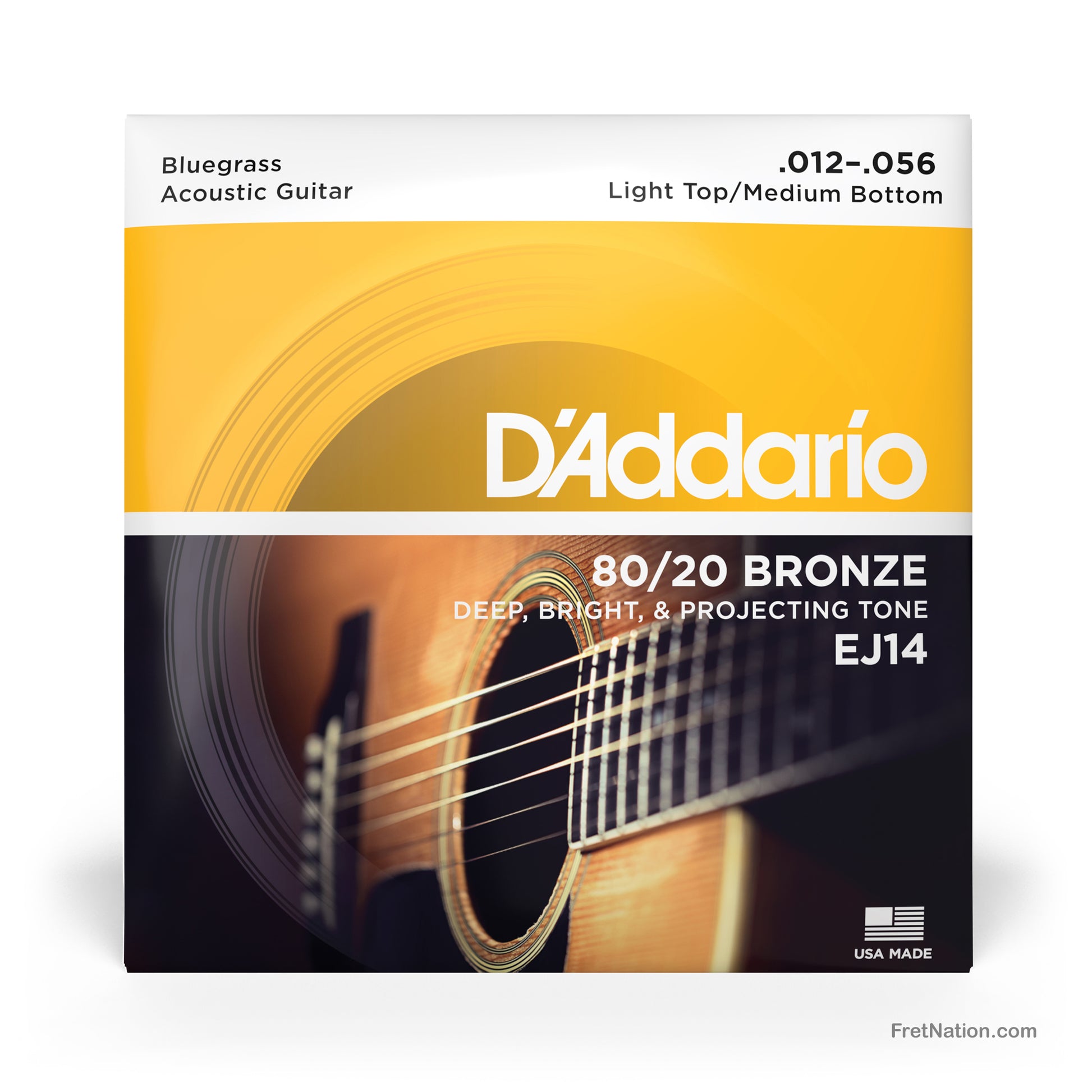 D'Addario D'Addario 80/20 Bronze Acoustic Guitar Strings - 6-String 12-56 Light Medium EJ14