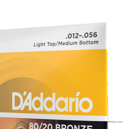 D'Addario D'Addario 80/20 Bronze Acoustic Guitar Strings - 6-String 12-56 Light Medium EJ14
