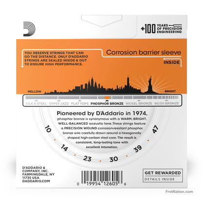 D'Addario D'Addario Phosphor Bronze Acoustic Guitar 3-Pack - 6-String 10-47 Extra Light EJ15-3D