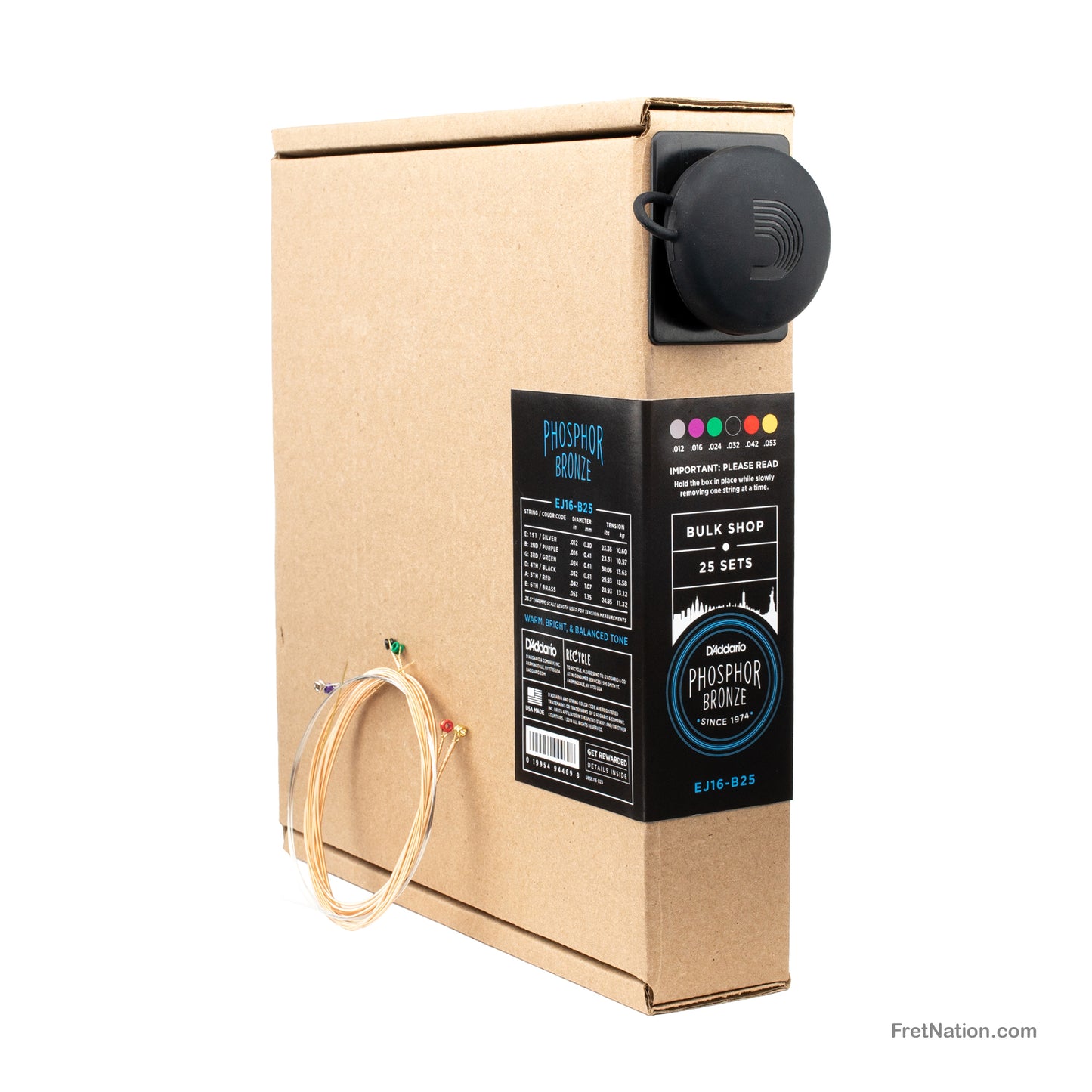 D'Addario D'Addario Phosphor Bronze Acoustic Guitar Bulk 25-Pack - 6-String 12-53 Light EJ16-B25