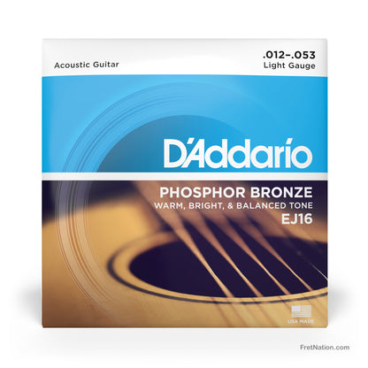D'Addario D'Addario Phosphor Bronze Acoustic Guitar Strings - 6-String 12-53 Light EJ26