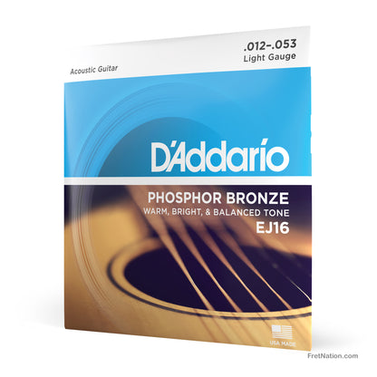 D'Addario D'Addario Phosphor Bronze Acoustic Guitar Strings - 6-String 12-53 Light EJ26