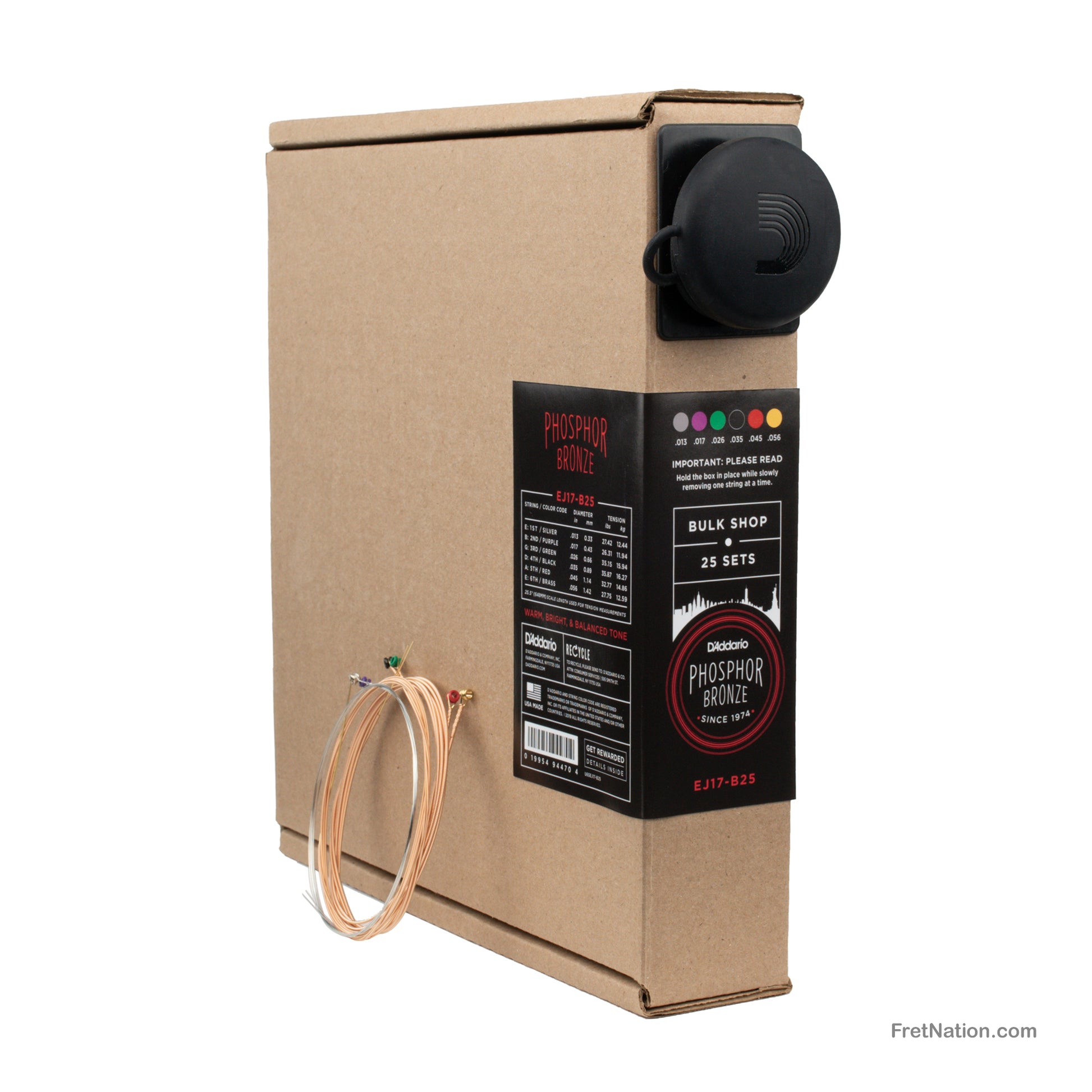 D'Addario D'Addario Phosphor Bronze Acoustic Guitar Bulk 25-Pack - 6-String 13-56 Medium EJ17-B25