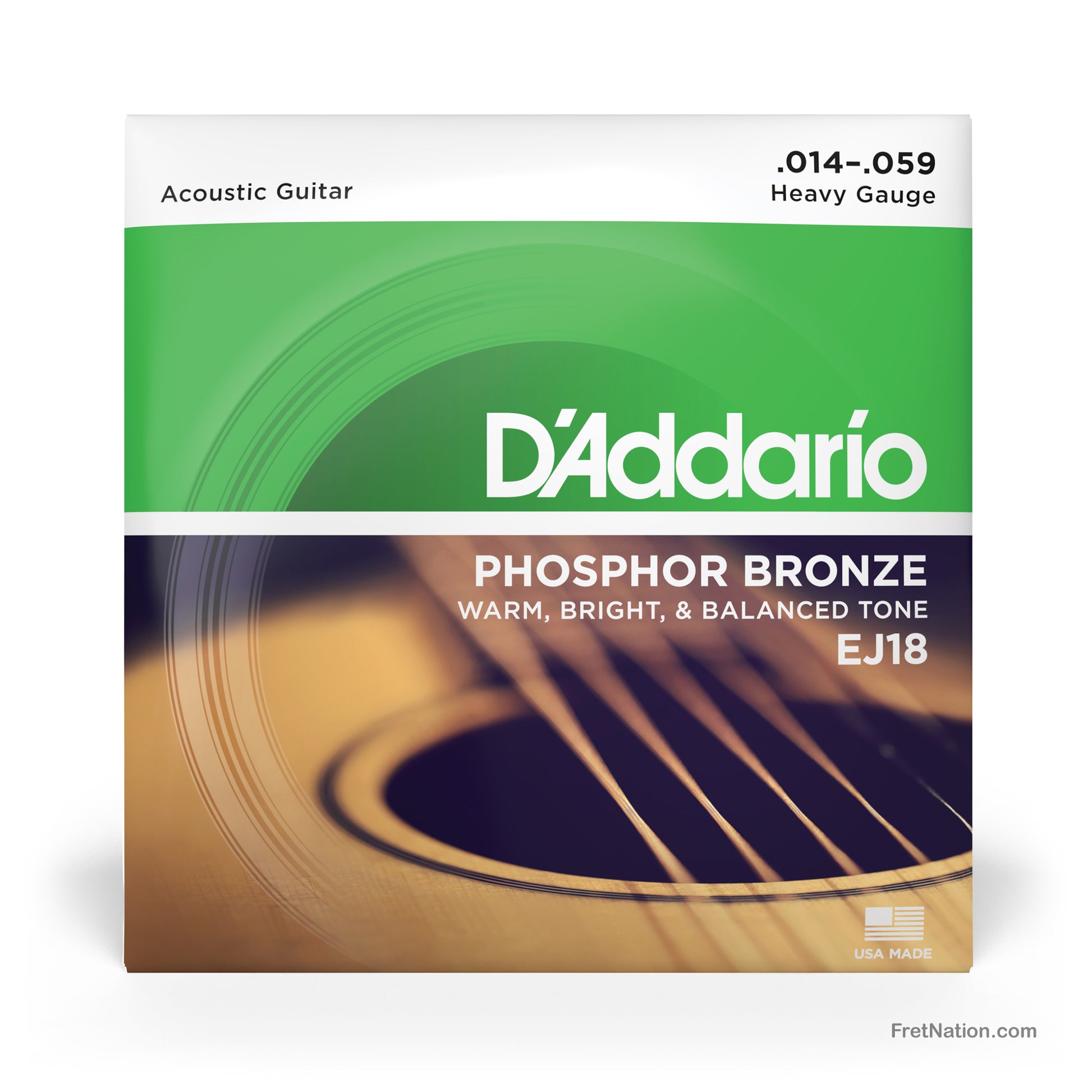D'Addario D'Addario Phosphor Bronze Acoustic Guitar Strings - 6-String 14-59 Heavy EJ18