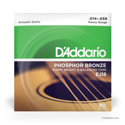 D'Addario D'Addario Phosphor Bronze Acoustic Guitar Strings - 6-String 14-59 Heavy EJ18