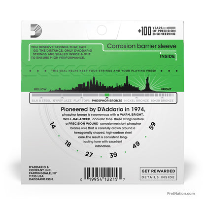 D'Addario D'Addario Phosphor Bronze Acoustic Guitar Strings - 6-String 14-59 Heavy EJ18