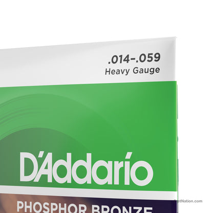 D'Addario D'Addario Phosphor Bronze Acoustic Guitar Strings - 6-String 14-59 Heavy EJ18