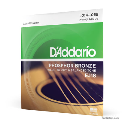 D'Addario D'Addario Phosphor Bronze Acoustic Guitar Strings - 6-String 14-59 Heavy EJ18