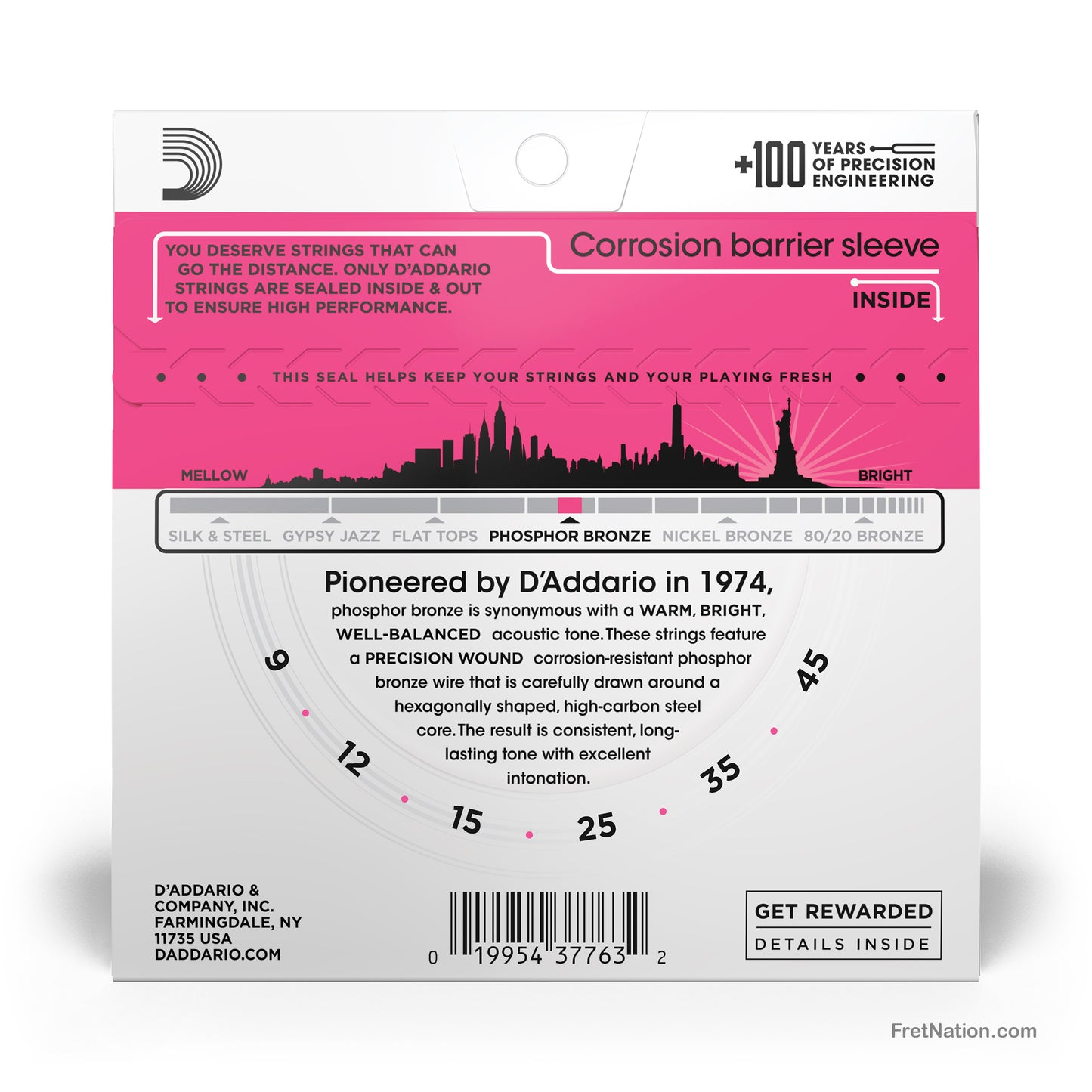 D'Addario D'Addario Phosphor Bronze Acoustic Guitar Strings - 6-String 09-45 Super Light EJ23