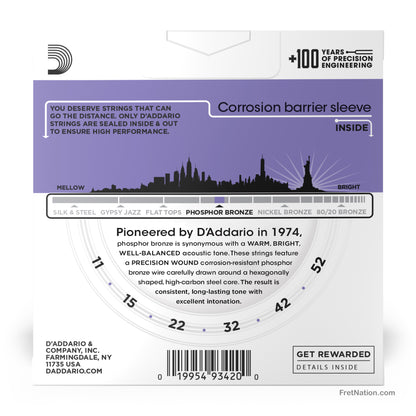 D'Addario D'Addario Phosphor Bronze Acoustic Guitar 3-Pack - 6-String 11-52 Custom Light EJ26-3D