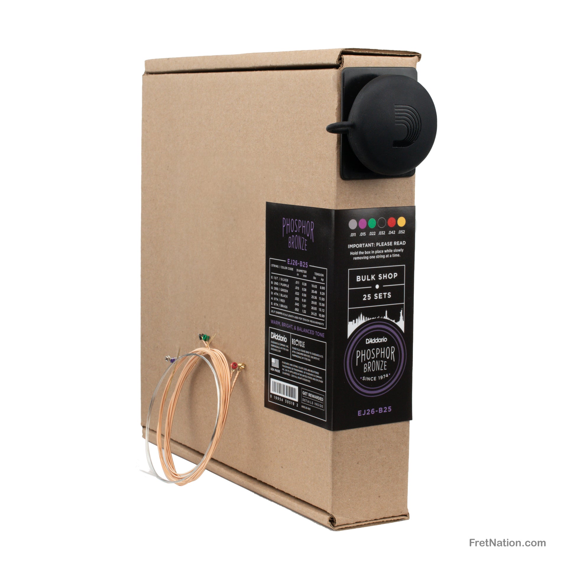 D'Addario D'Addario Phosphor Bronze Acoustic Guitar Bulk 25-Pack - 6-String 11-52 Custom Light EJ26-B25