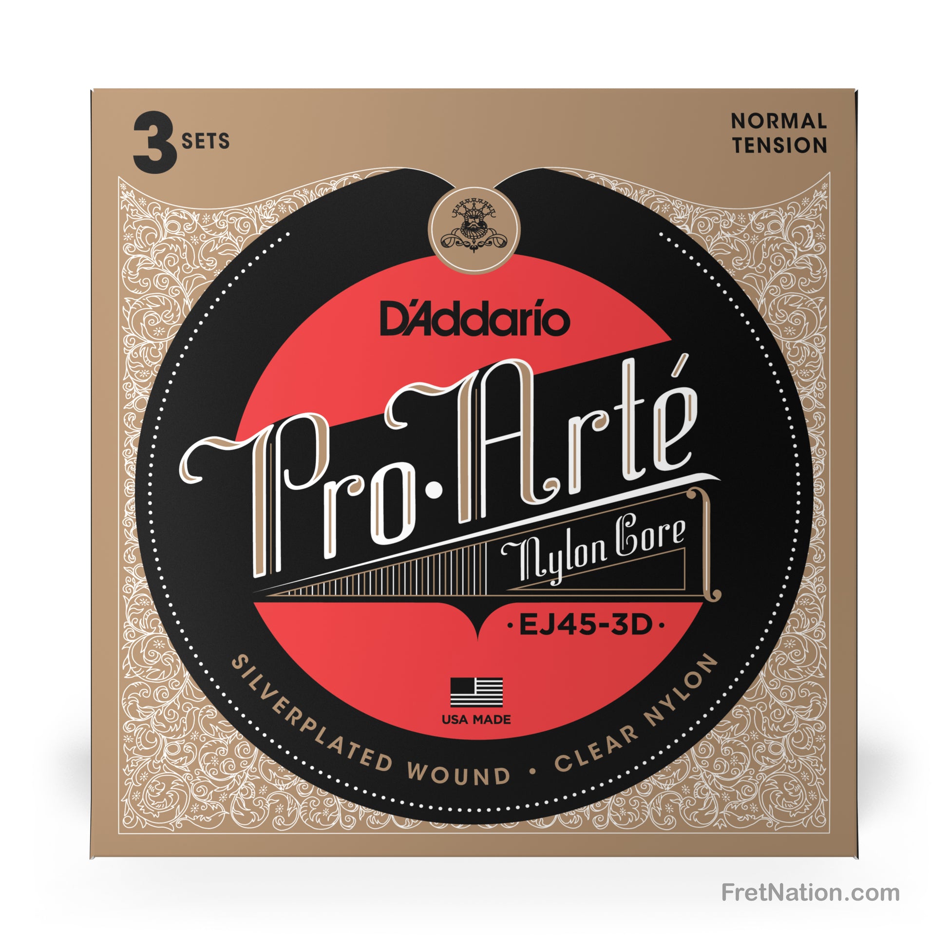 D'Addario D'Addario Pro-Arte Nylon Classical Guitar 3-Pack - 28-43 Normal EJ45-3D