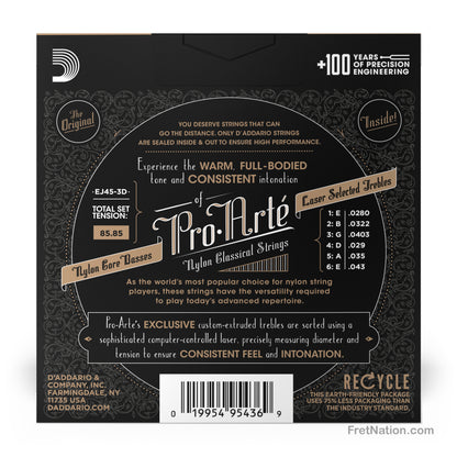 D'Addario D'Addario Pro-Arte Nylon Classical Guitar 3-Pack - 28-43 Normal EJ45-3D