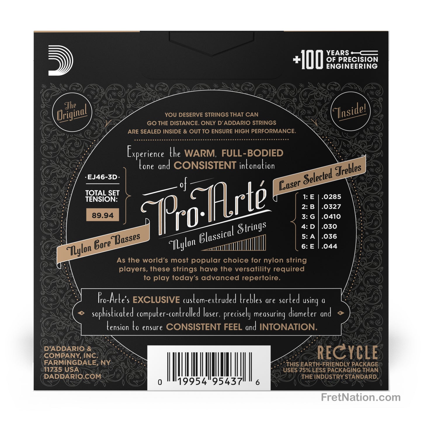 D'Addario D'Addario Pro-Arte Nylon Classical Guitar 3-Pack - 28.5-44 Hard EJ46-3D