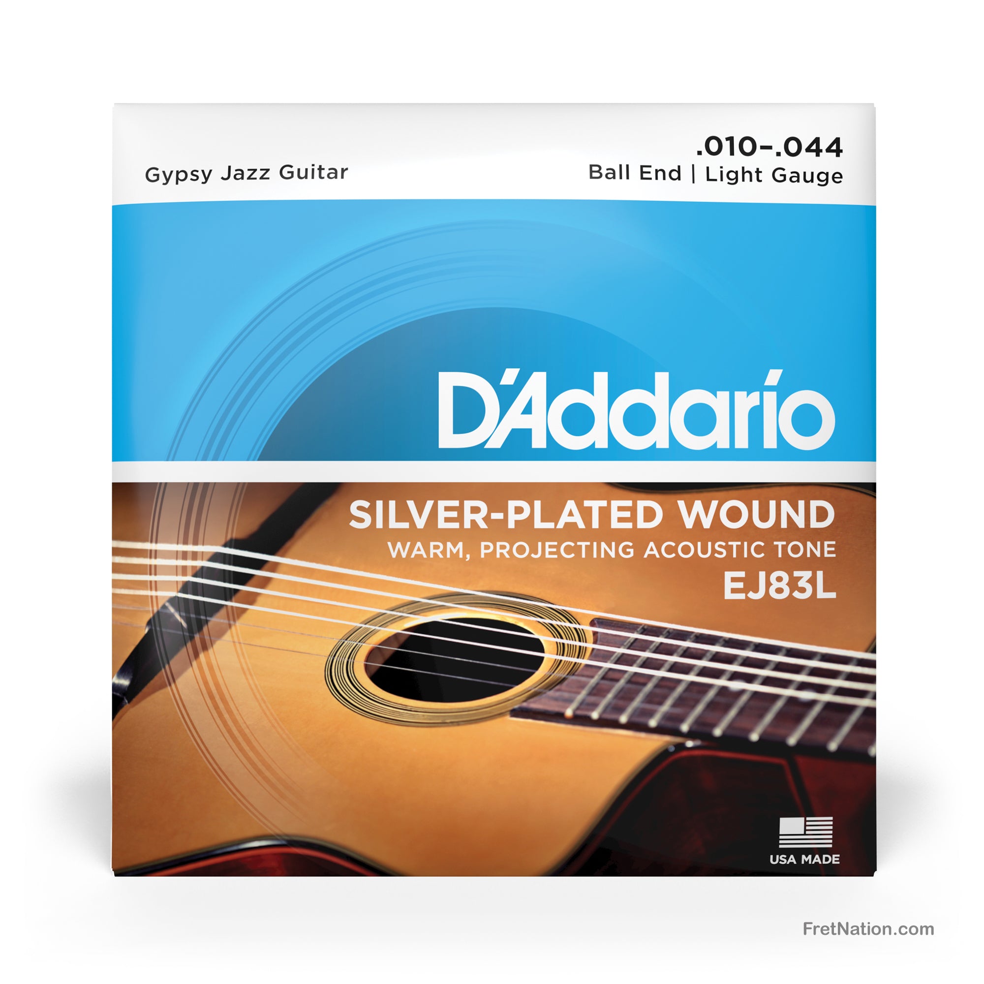 D'Addario D'Addario Gypsy Jazz Acoustic Guitar Strings - Ball End 6-String 10-44 Light EJ83L