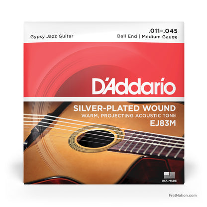 D'Addario D'Addario Gypsy Jazz Acoustic Guitar Strings - Ball End 6-String 11-45 Medium EJ83M