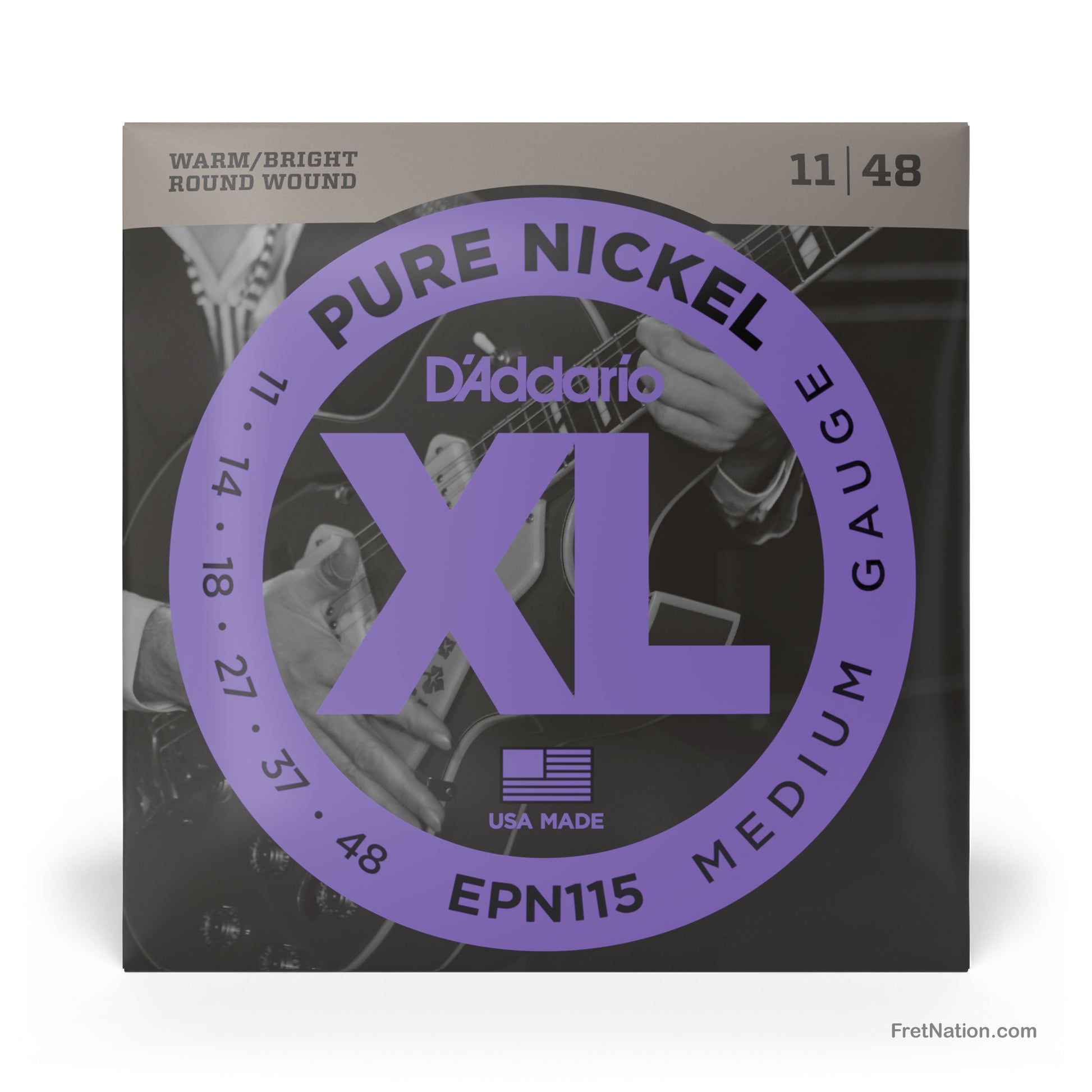 D'Addario D'Addario XL Pure Nickel Guitar String Set - 6-String 11-48 Medium EPN115