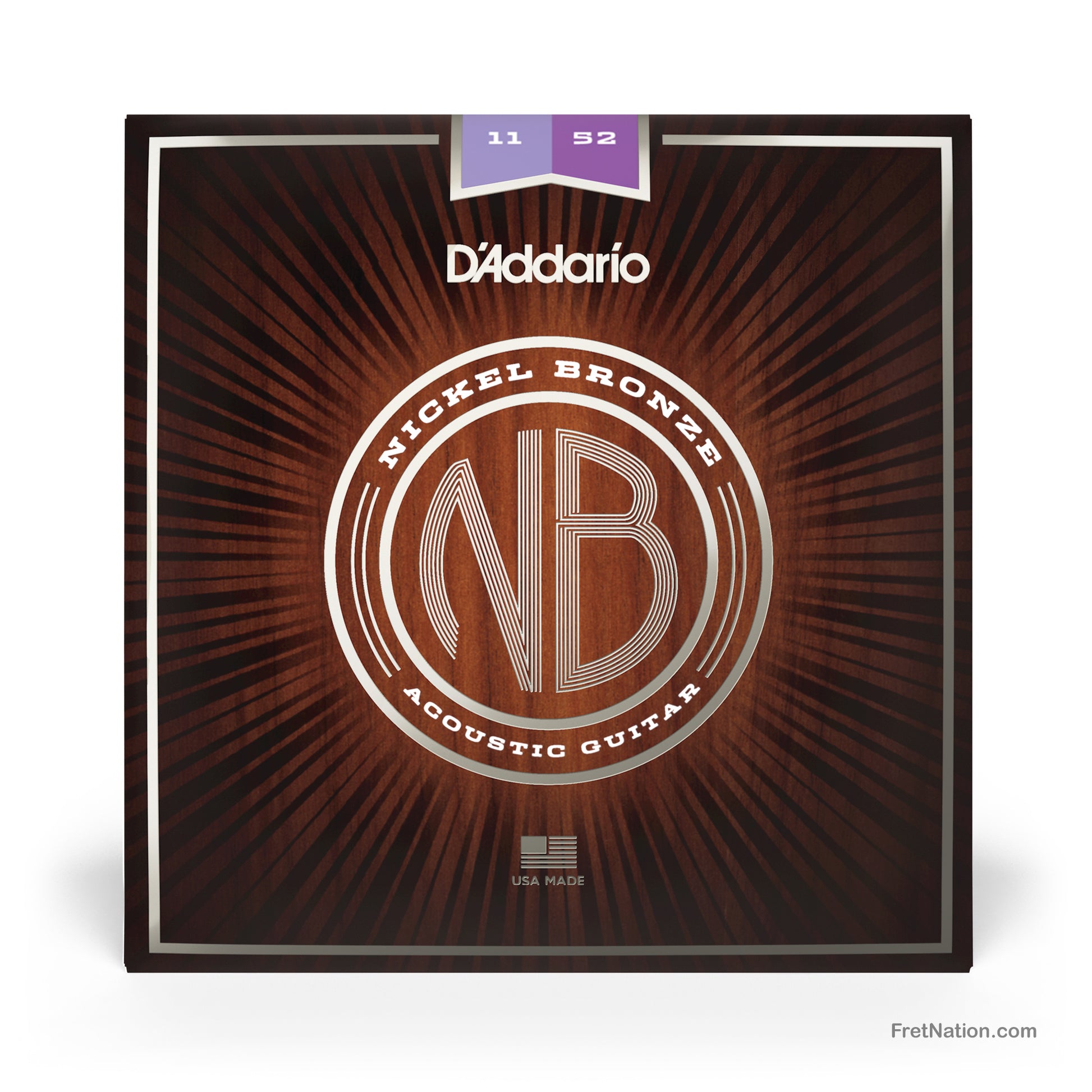 D'Addario D'Addario Nickel Bronze Acoustic Guitar Strings - 6-String 11-52 Custom Light NB1152