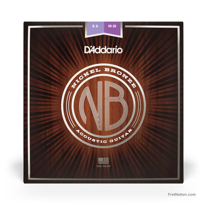 D'Addario D'Addario Nickel Bronze Acoustic Guitar Strings - 6-String 11-52 Custom Light NB1152