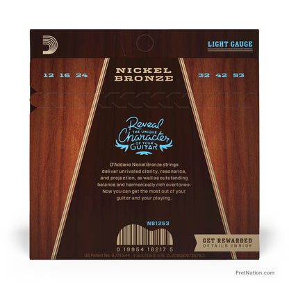 D'Addario D'Addario Nickel Bronze Acoustic Guitar Strings - 6-String 12-53 Light NB1253