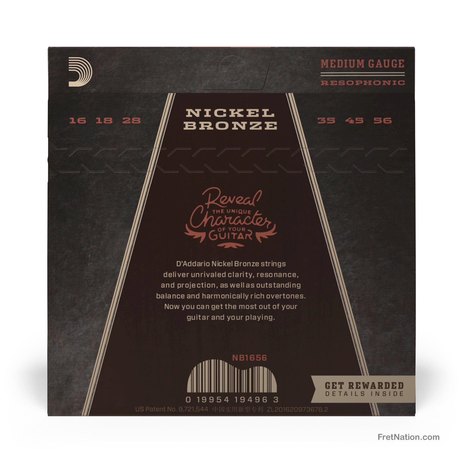 D'Addario D'Addario Nickel Bronze Resophonic Guitar Strings - 6-String 16-56 Medium NB1656